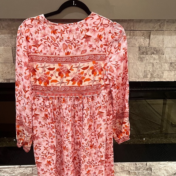 NWT R Vivimos pink floral long sleeve midi dress size 2 - Picture 12 of 15
